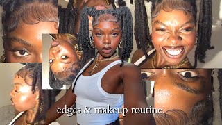 my everyday makeup and edges routine  how i get perfect edges tutorial [upl. by Tezil357]