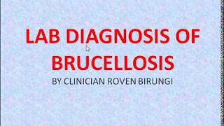 DIAGNOSIS OF BRUCELLOSIS [upl. by Mishaan241]