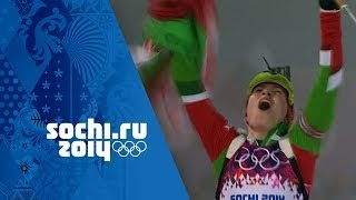 Biathlon  Womens 10km Pursuit  Domracheva Wins Gold  Sochi 2014 Winter Olympics [upl. by Eniac]