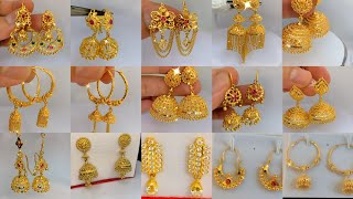 Gold earrings designs new model 2023  Gold Earrings designs  Glorious Jewelry [upl. by Garcon]