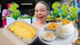 CHEAP VS EXPENSIVE Mango Sticky Rice in Thailand CHALLENGE surprising 🇹🇭 [upl. by Yemorej]