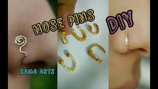 5 DIY ideas for Nose pins  Easy and simple making  jewellery tutorials [upl. by Yreva]