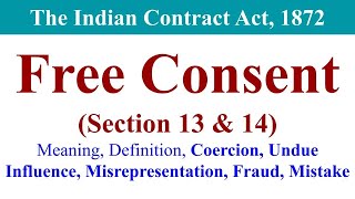 Free Consent Indian Contract Act Free consent business law free consent indian contract act law [upl. by Alair918]