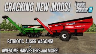 PATRIOTIC AUGER WAGONS FS22  CRACKING NEW MODS  Review Farming Simulator 22 PS5  29th Mar 22 [upl. by Dorina]