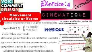 CinématiqueExo 4Mouvement circulaireéquation dun cercleNature de trajectoirevecteur v et a [upl. by Aerdnaeel]