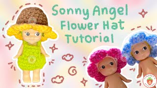 Crochet Flower Hat Tutorial for Sonny Angels Sunflower and Daisy by artcyberry [upl. by Cirillo]