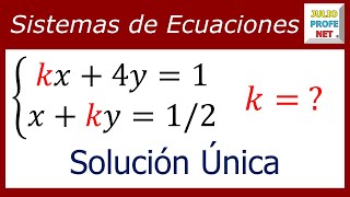 VALOR DE UNA CONSTANTE PARA SISTEMA DE ECUACIONES 2×2 CON SOLUCIÓN ÚNICA [upl. by Islehc]