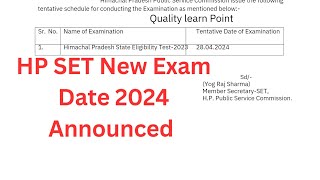 HP SET EXAM DATE 2024  HPPSC SET NEW EXAM DATESHEET 2024 [upl. by Concettina]