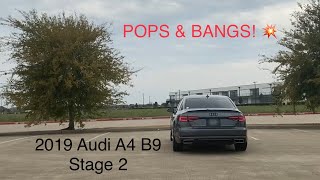 2019 Audi A4 B9 IE Stage 2 Crackle Tune w AWE Touring Exhaust and JHM HFC  POPS amp BANGS [upl. by Stickney]