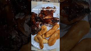 Festival served with Jerked Chicken cooking chef jamaicamchef music [upl. by Leigha]