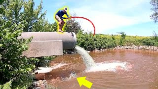 Catching GIANT Fish TRAPPED in Hidden Spillway [upl. by Rednaskela]