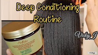 🍃Shea Moisture Intensive Hydration  Deep Conditioning  Relaxed Hair  VickyJ [upl. by Milon129]