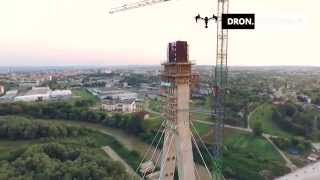 Dron Rzeszów Budowa nowego mostu pylon [upl. by Zirtaeb]