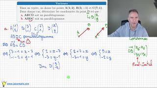 Vecteurs seconde • Déterminer les coordonnées du point D tel que ABCD soit un parallélogramme [upl. by Yrbua]