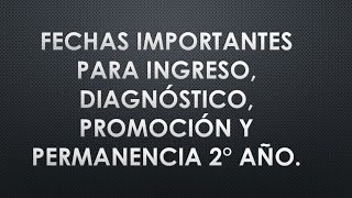 Soy Docente FECHAS IMPORTANTES SPD INGRESO DIAGNOSTICA PROMOCIÓN 2° AÑO [upl. by Noizneb]