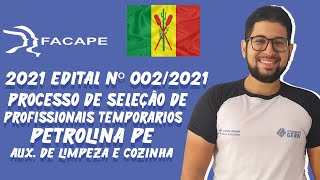 Processo Seletivo  PETROLINA  Aux de Cozinha e Limpeza  Questão 20  Matemática EDITAL 0022021 [upl. by Otsirave]