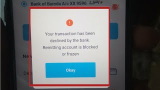 Fix Paytm Your transaction has been declined by the bank Remitting account is blocked or frozen [upl. by Aala]