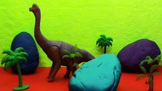 Giant Play Doh Jurassic World Dinosaur Surprise Egg with Velociraptor Blue Toy by ToyLabTV [upl. by Zulch932]