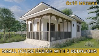 Low Budget Bungalow House Design Idea 6x10 meters 60sqm with 2 bedrooms [upl. by Harrak]