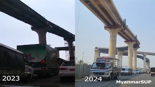 Yangon city drive 2024 Dala bridge construction progress 2023 2024 [upl. by Dorsy575]