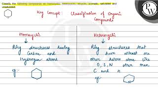 Classify the following compounds as homocyclic heterocyclic alicyclic aromatic saturated and [upl. by Ynoep516]