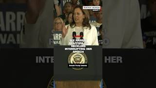 See Harris reaction to hecklers interrupting her speech [upl. by Ocirled]