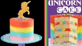 Rainbow UNICORN Cake  How to Make a Unicorn Cake with My Cupcake Addiction [upl. by Olshausen210]