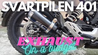 Husqvarna Svartpilen 401  Budget Exhaust Pipe  Muffler  Unbox Install Sound Check [upl. by Noland]