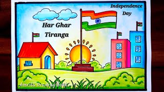 Har Ghar Tiranga Drawing easy  Independence day drawing  15 August Special Drawing  Easy Poster [upl. by Afatsom]