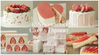 10가지🍓딸기 케이크amp디저트 모음zip  10 Strawberry CakeampDessert Recipe  홈베이킹 영상 모음 Baking Video  Cooking tree [upl. by Atteloiv428]