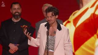 HARRY STYLES Wins Album Of The Year For ‘HARRYS HOUSE  2023 GRAMMYs Acceptance Speech [upl. by Spillar]