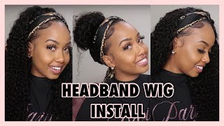 How To Apply Headband Wig  Glueless Wig Install  DONMILY HAIR [upl. by Bred]