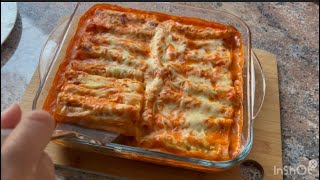 صينية كانيلوني بدون لحم في الفرن بحشوة السبانخ والجبن👍Cannelloni Spinat Karotten Füllung 😋 [upl. by Enaelem]