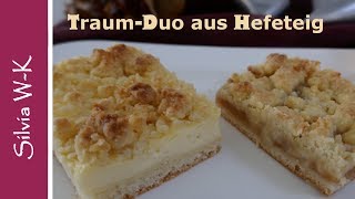 Puddingkuchen  Apfelmuskuchen  mit Streusel  Traumduo aus Hefeteig [upl. by Alejandro]