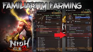 Nioh 2  Familiarity Farming  Fastest Method Without Using Glue [upl. by Ahso]