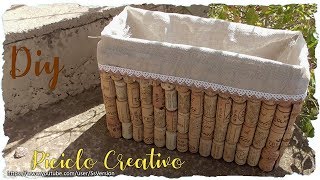 Riciclare SCATOLE di CARTONE e TAPPI di SUGHERO  Tutorial Contenitore CountryChic  DIY ORGANIZER [upl. by Soigroeg]