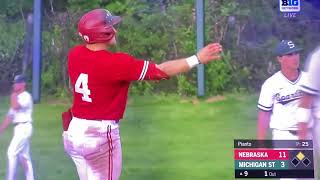 Joshua Overbeek RBI Double Nebraska Husker Baseball vs Michigan State 51724 [upl. by Uttica335]