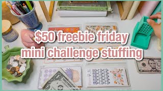 50 FREEBIE FRIDAY  mini savings challenge stuffing  sep 1  budgetwithamanda [upl. by Ennaear]