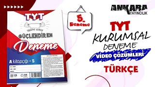 TYT Güçlendiren 5 Kurumsal Deneme Türkçe Video Çözümleri [upl. by Avlasor513]