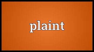 Plaint Meaning [upl. by Engedus]