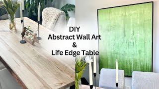 How To Make Large Abstract Canvas Wall Art ampLive Edge Dining Table for a Dining Room Budget Makeover [upl. by Sanjay377]