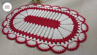 TAPETE OVAL BELEZA PURA SUCESSO DE VENDAS FÁCIL E ECONÔMICO PASSO A PASSOjaninefreitas crochet [upl. by Hauger434]