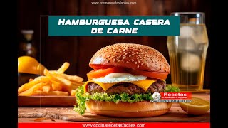 Hamburguesa Casera de Carne Receta Fácil y Deliciosa 🍔 [upl. by Akirat770]