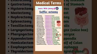 Medical Terms Suffix ectomy⚕️ learnwithjenny youtube shorts [upl. by Stephanus]