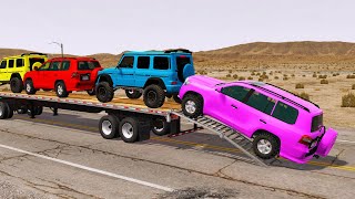 Flatbed Truck Mcqueen  Transportation with Truck  Pothole vs Car  006  BeamNGDrive [upl. by Andri233]