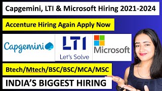 🔴Capgemini LTIAccenture amp Microsoft Hiring  Batch 20212024  BTechBSCBCA [upl. by Ahsekat]