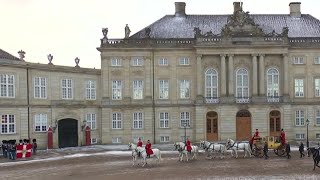 Queen Margrethe II of Denmark rides in golden carriage to New Year reception for the military 2024 [upl. by Ponce]