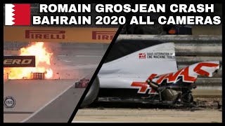 Romain Grosjean terrifying crash at the Bahrain Grand Prix [upl. by Cad]