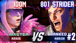 SF6 ▰ IDOM Manon vs 801 STRIDER 2 Ranked Marisa ▰ High Level Gameplay [upl. by Alioz]