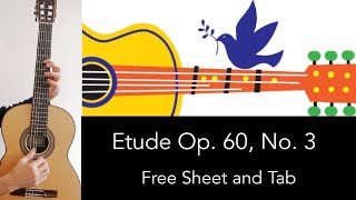 Etude Op 60 No 3 M Carcassi Performance Tutorial with Free sheet and Tab [upl. by Atsirt359]